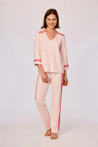 Dames pyjama schelpjes roos