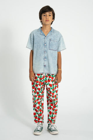 Trousers | ecru w/ red roses