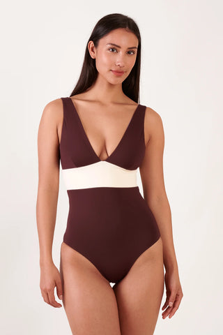 Plungesuit chocolate-lilac