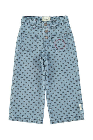 Flare trousers denim black hearts