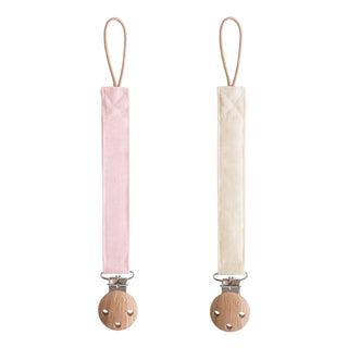 PACIFIER CLIP LINNEN - 2 PACK - Blush/Cream