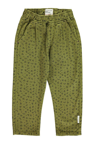 Unisex trousers Khaki black flowers