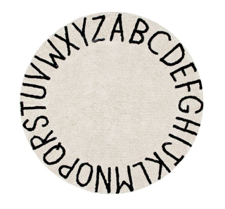 Washable Rug Round ABC Natural -Black