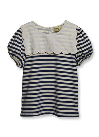 Embroidered Stripe Tee	navy stripe
