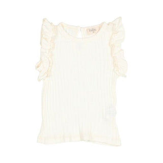BB RIB RUFFLE T-SHIRT-Ecru