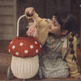 RATTAN MUSHROOM LUGGY - RED - RED/WHITE