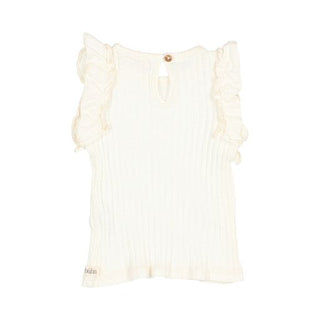 BB RIB RUFFLE T-SHIRT-Ecru