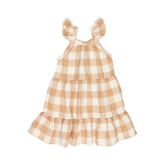 GINGHAM DRESS-Caramel